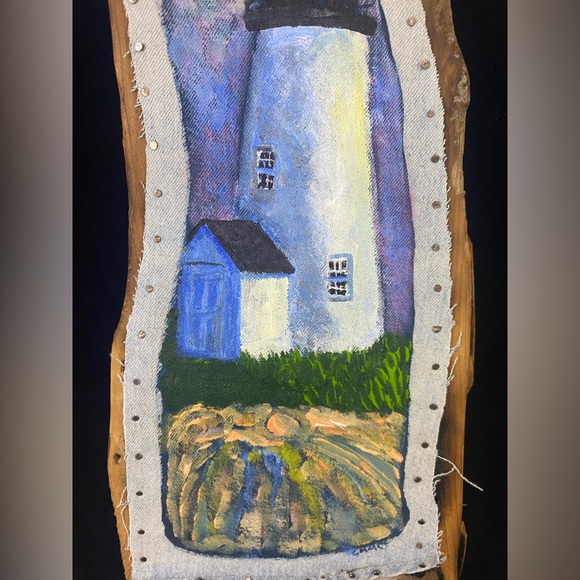 Lighthouse Nautical Art Driftwood Candace McKellar, Maine Hand Painted Signed - Picture 9 of 9